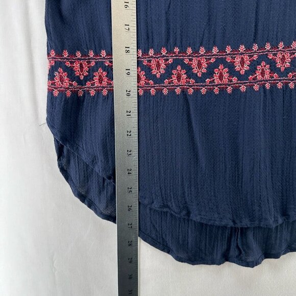 Lucky Brand Top Womens S Sleeveless Round Neck Rounded Hem Embroidered Navy Blue - Picture 9 of 9